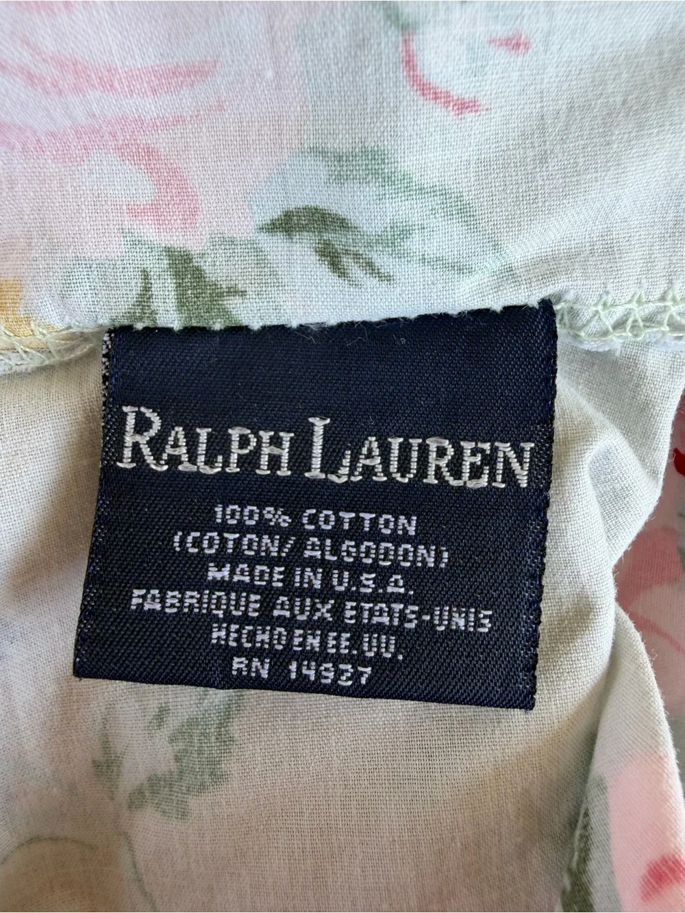 VTG Ralph Lauren Cottage Lane King Size Pillowcase Set Green Floral Cotton USA